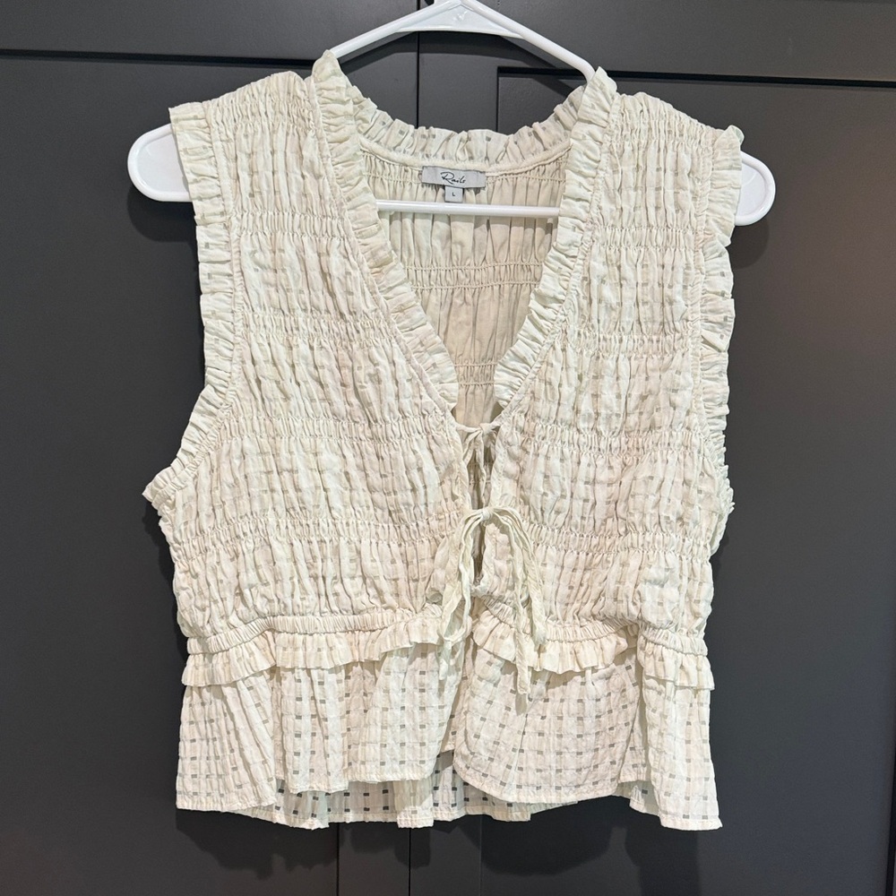Rails Cream Smocked Top with Ties